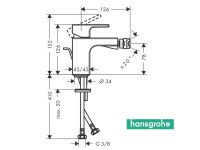 MEDIDAS MONOMANDO BIDE NEGRO MATE VERNIS SHAPE HANSGROHE